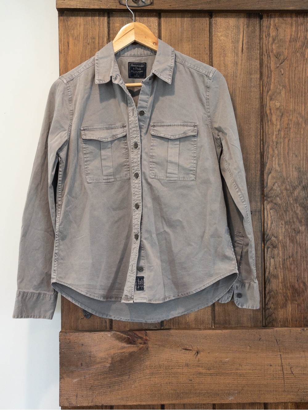 Abercrombie & Fitch Gray Cotton Utility Button Down Shirt Bella Swan Core Small